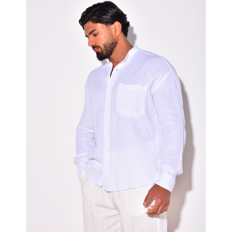 Chemise lin uni à poches Chemise lin uni à poches