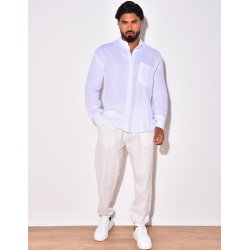 Chemise lin uni à poches Chemise lin uni à poches
