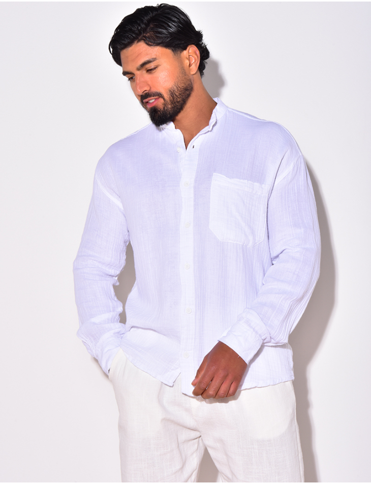 Chemise lin uni à poches Chemise lin uni à poches