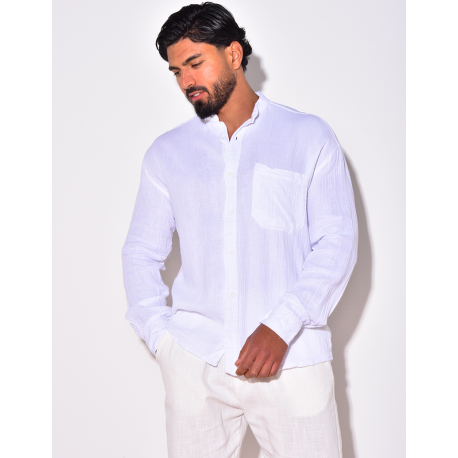 Chemise lin uni à poches Chemise lin uni à poches