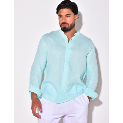 T-shirt manches longues à boutonner sur la moitié et à col rond T-shirt manches longues à boutonner sur la moitié et à col rond