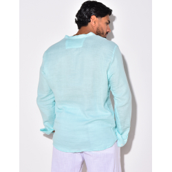 T-shirt manches longues à boutonner sur la moitié et à col rond T-shirt manches longues à boutonner sur la moitié et à col rond