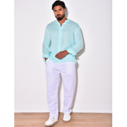 T-shirt manches longues à boutonner sur la moitié et à col rond T-shirt manches longues à boutonner sur la moitié et à col rond