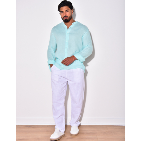 T-shirt manches longues à boutonner sur la moitié et à col rond T-shirt manches longues à boutonner sur la moitié et à col rond