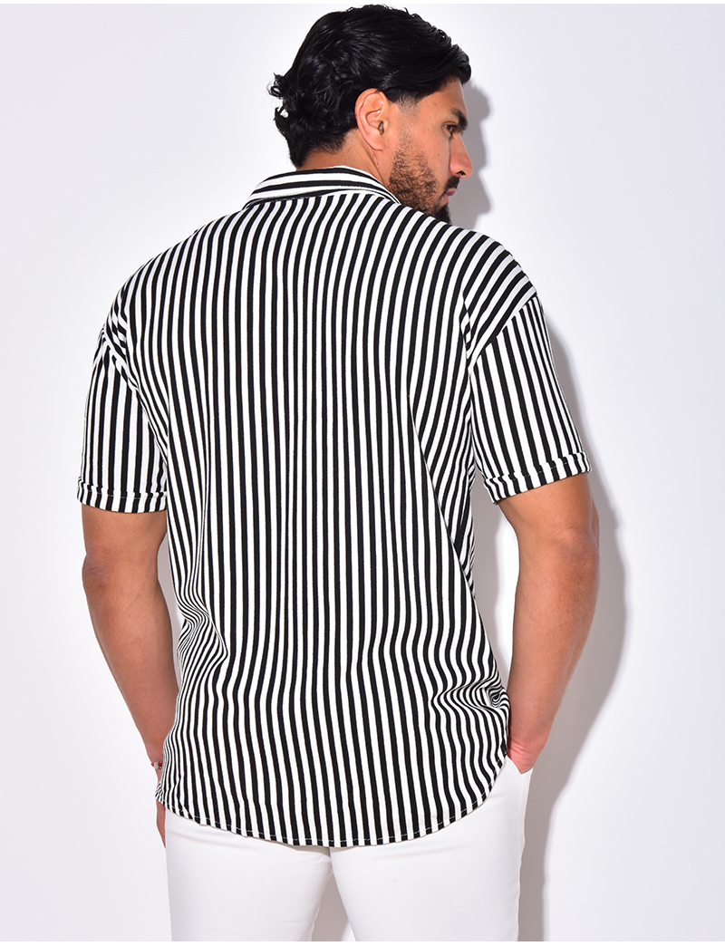 Chemise Fat Face Rayée – Homme, Taille XS, Slim, Manches 3/4, Blanche