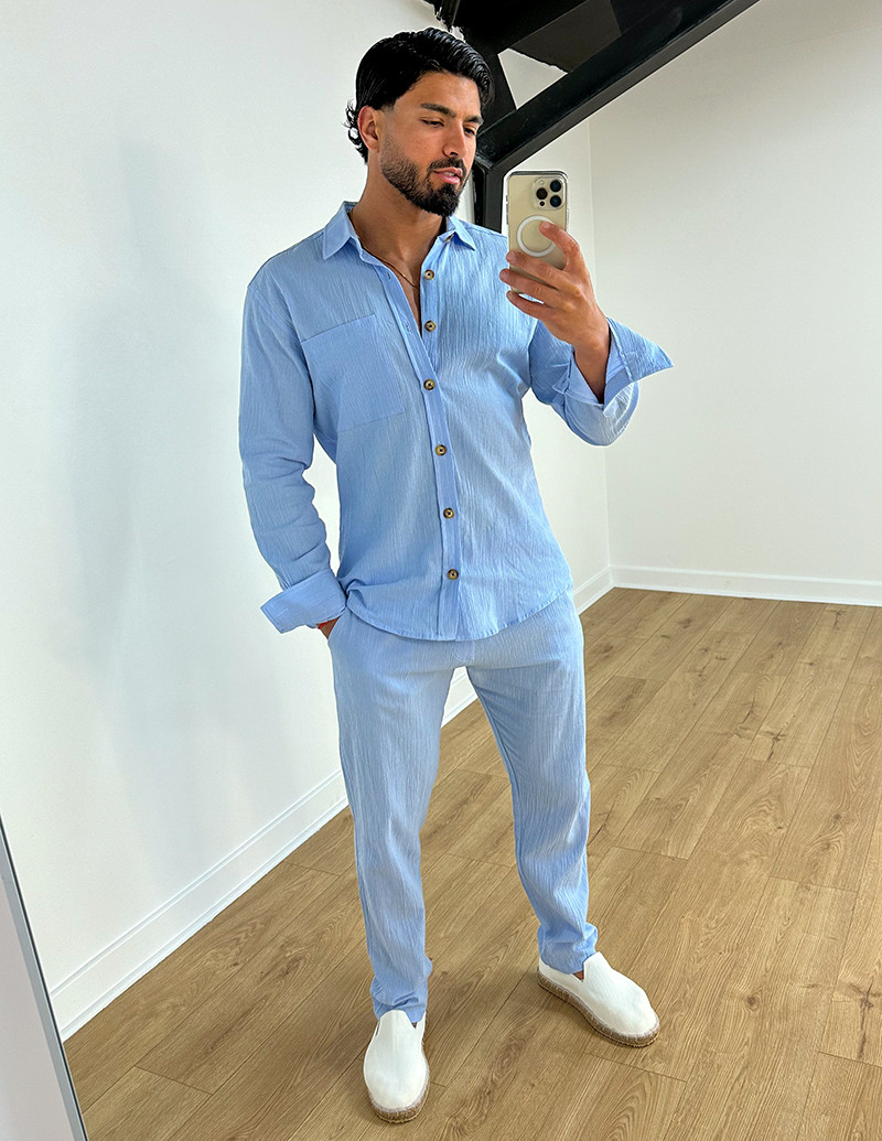 Ensemble pantalon et chemise en lin