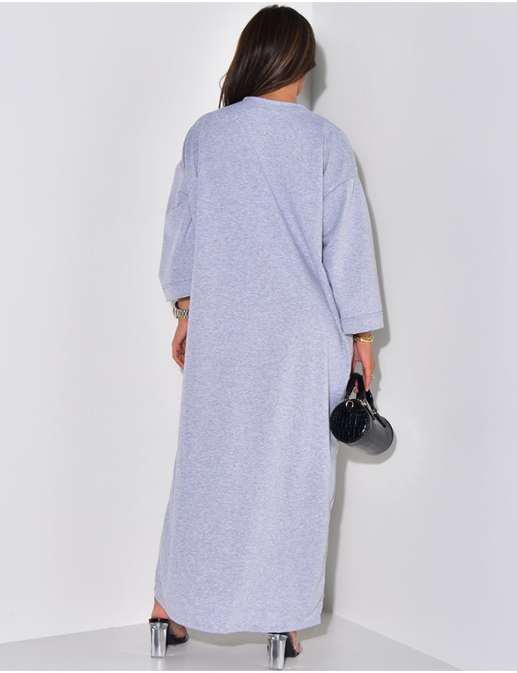 Robe t-shirt uni col rond manches 3/4