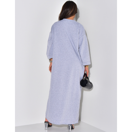 Robe t-shirt uni col rond manches 3/4