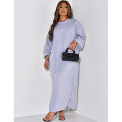 Robe t-shirt uni col rond manches 3/4