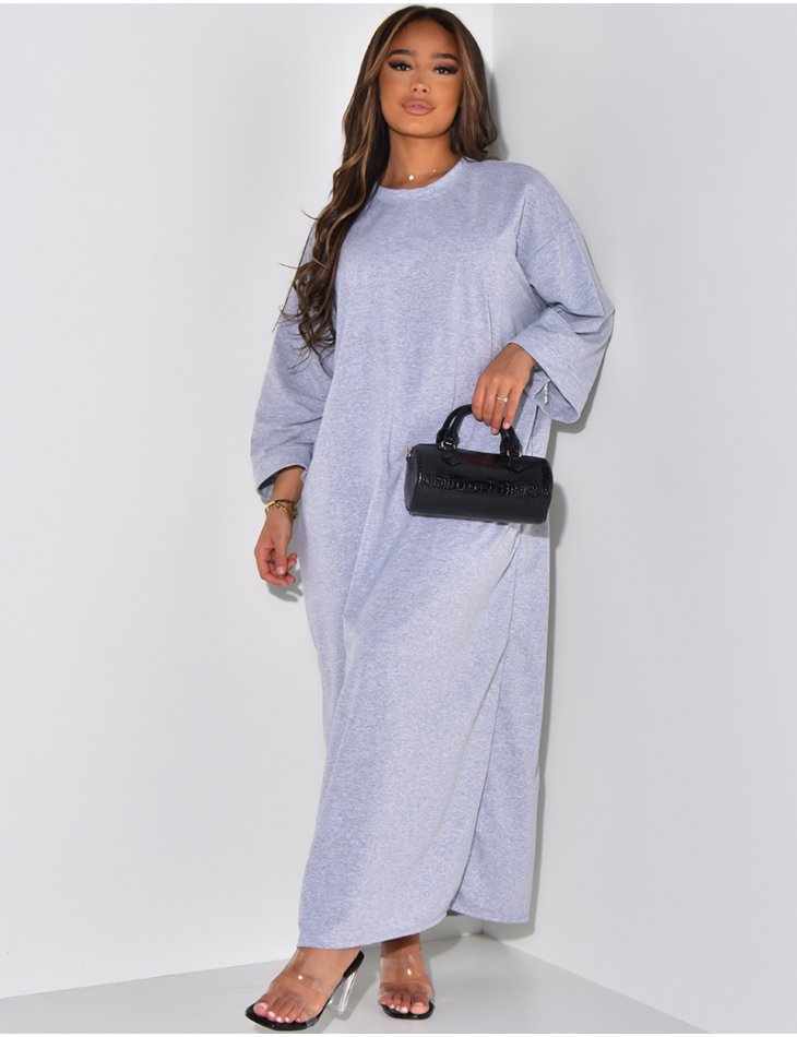 Robe t-shirt uni col rond manches 3/4