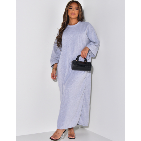 Robe t-shirt uni col rond manches 3/4