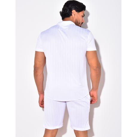 Ensemble short et chemise fluide à rayures en relief