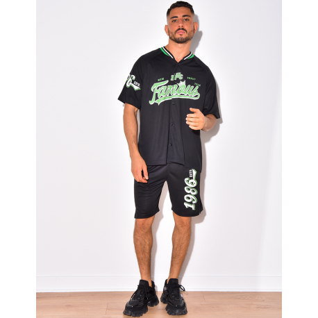 Ensemble short et t-shirt à boutonner