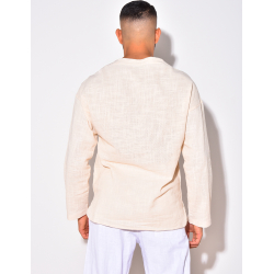 T-shirt manches longues uni avec cordelette T-shirt manches longues uni avec cordelette