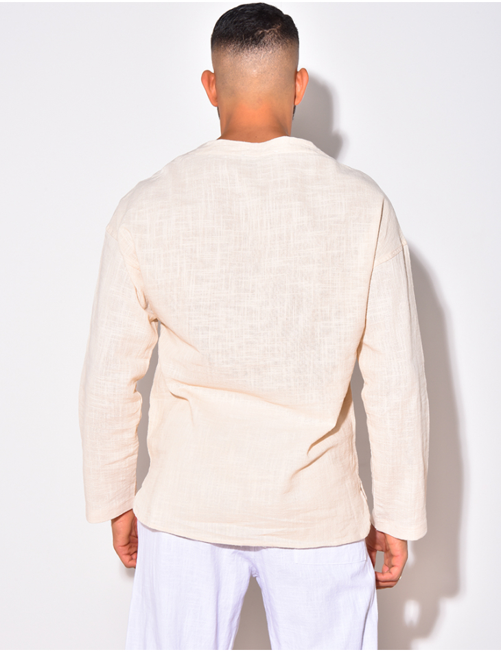 T-shirt manches longues uni avec cordelette T-shirt manches longues uni avec cordelette