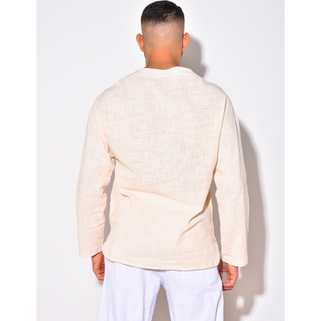 T-shirt manches longues uni avec cordelette T-shirt manches longues uni avec cordelette