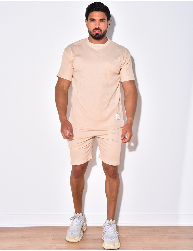 Ete Chic Et Elegant Ensemble Short Tee Shirt avec Poches