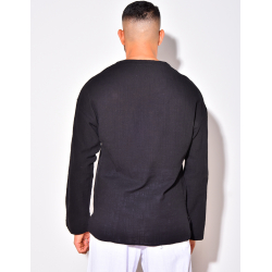 T-shirt manches longues uni avec cordelette