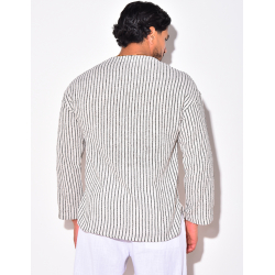 T-shirt manches longues à rayures avec cordelette T-shirt manches longues à rayures avec cordelette