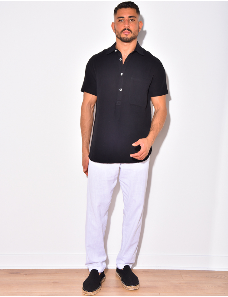 T-shirt à boutonner manches courte à poches T-shirt à boutonner manches courte à poches