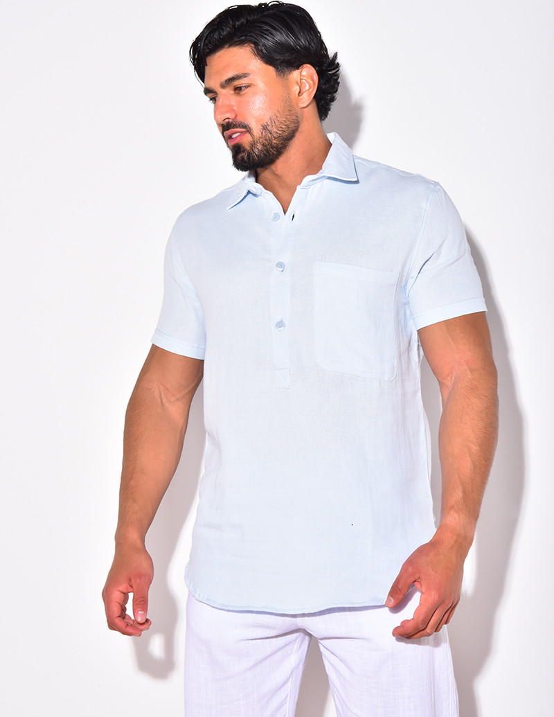 T-shirt à boutonner manches courte à poches