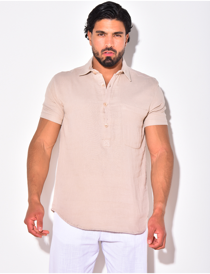 T-shirt à boutonner manches courte à poches