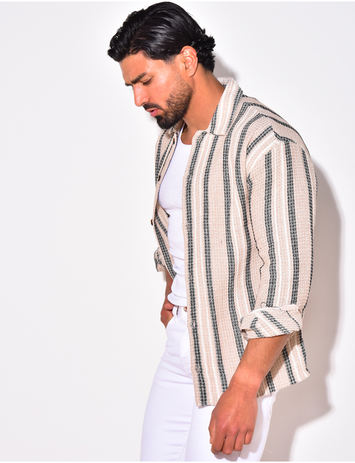 Chemise manches longues à rayures Chemise manches longues à rayures