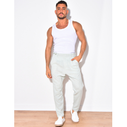 Pantalon en lin à fermeture 2 boutons à la taille Pantalon en lin à fermeture 2 boutons à la taille