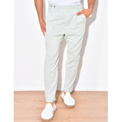 Pantalon en lin à fermeture 2 boutons à la taille Pantalon en lin à fermeture 2 boutons à la taille