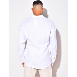 T-shirt manches longues en lin à col rond T-shirt manches longues en lin à col rond