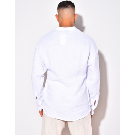 T-shirt manches longues en lin à col rond T-shirt manches longues en lin à col rond