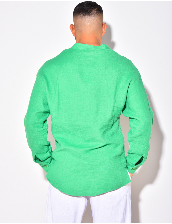 T-shirt manches longues en lin à col rond T-shirt manches longues en lin à col rond