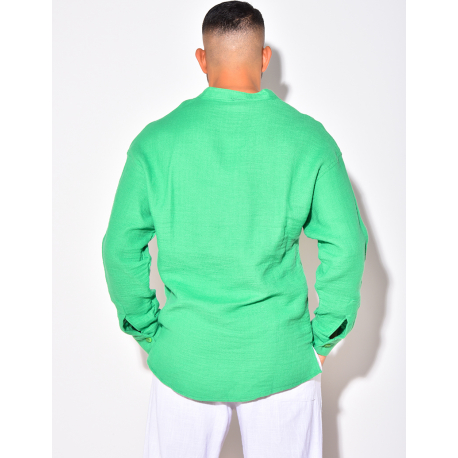 T-shirt manches longues en lin à col rond T-shirt manches longues en lin à col rond