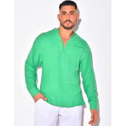 T-shirt manches longues en lin à col rond T-shirt manches longues en lin à col rond