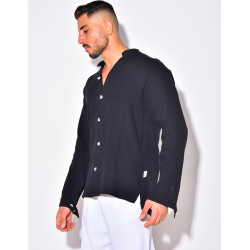 Chemise en lin manches longues à col rond