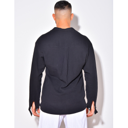 Chemise en lin manches longues à col rond