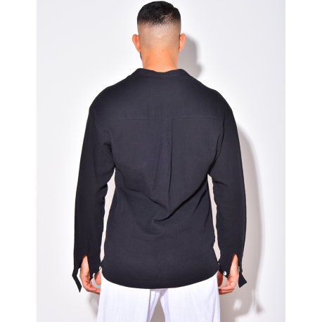 Chemise en lin manches longues à col rond