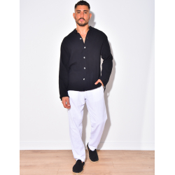 Chemise en lin manches longues à col rond