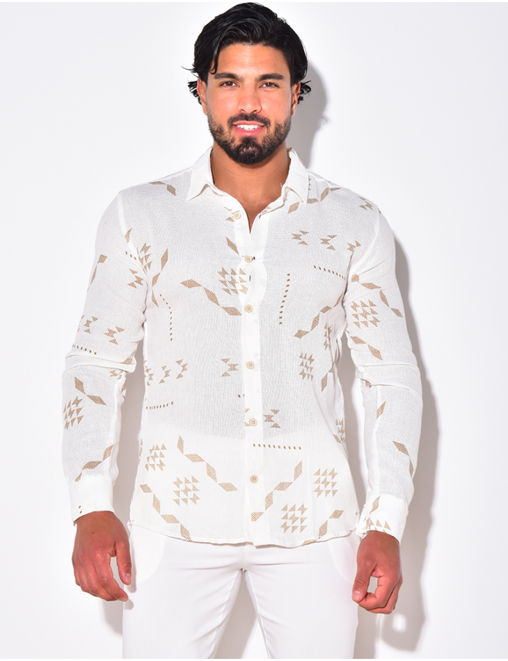 Chemise nid d'abeille à motif géométrique