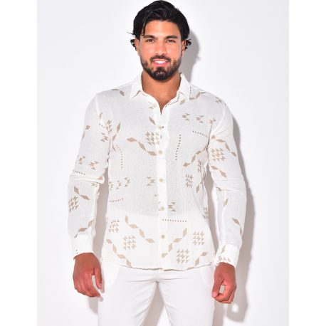 Chemise nid d'abeille à motif géométrique