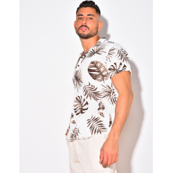 Chemise nid d'abeille à motif feuilles Chemise nid d'abeille à motif feuilles