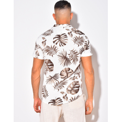 Chemise nid d'abeille à motif feuilles Chemise nid d'abeille à motif feuilles