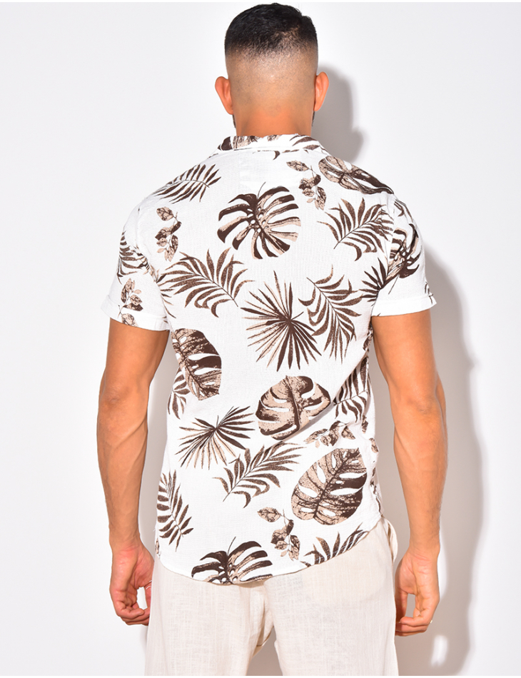 Chemise nid d'abeille à motif feuilles Chemise nid d'abeille à motif feuilles