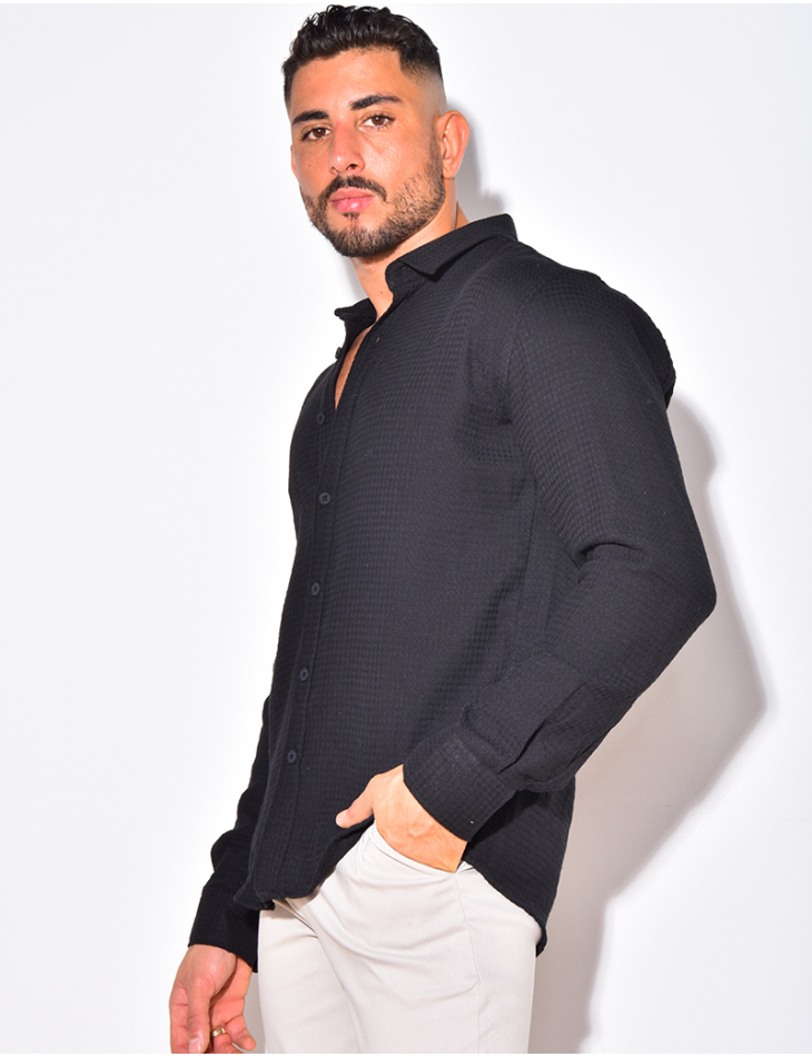 Chemise manches longues gaufrée Chemise manches longues gaufrée