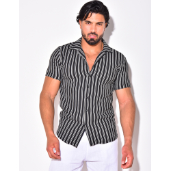 Chemise nid d'abeille à rayures