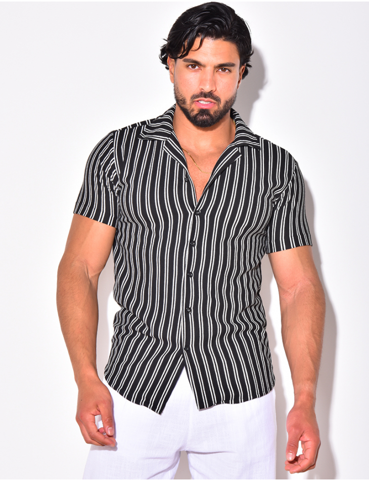 Chemise nid d'abeille à rayures