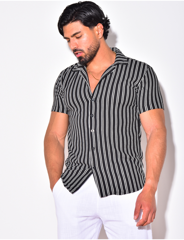 Chemise nid d'abeille à rayures