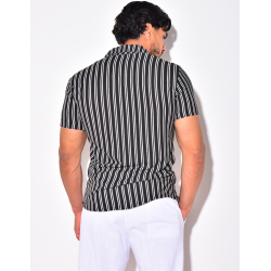 Chemise nid d'abeille à rayures