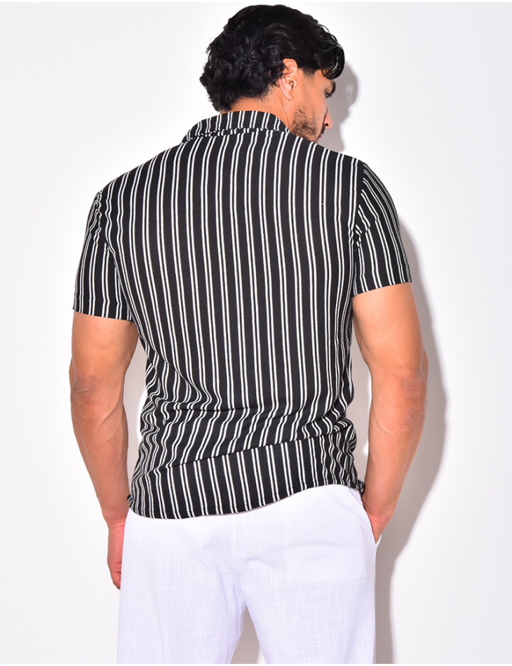 Chemise nid d'abeille à rayures