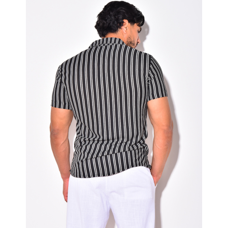 Chemise nid d'abeille à rayures